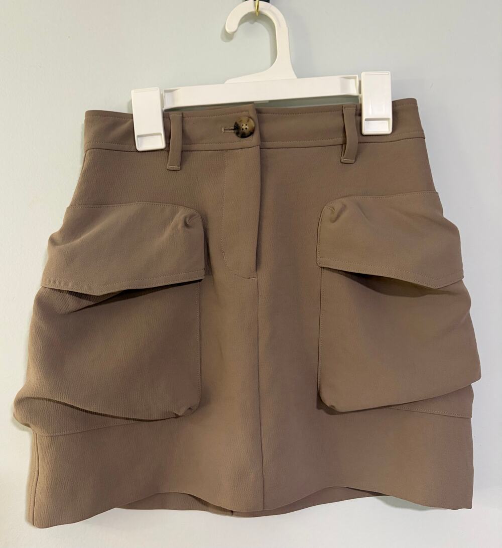 Wilfred Cargo Utility Mini Skirt Size 00 Taupe Brown Oversized Pockets